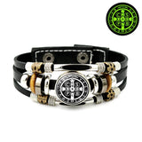 St. Benedict's Exorcism Medal Luminous Braided Adjustable Snap Clasp Multi-Layer Bracelet - BGCOPPER