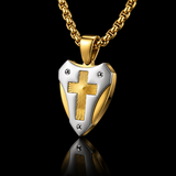 Titanium Steel Shield of Faith Cross Pendant | Protective Christian Jewelry
