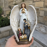 Guardian Angel Shelter Holy Family Nativity Scene Resin Statue - Christian gift presentation