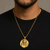 Crown of Thorns Jesus Double‑Sided Medallion Necklace, Stainless Steel Sacred Heart Pendant for Men Product Parameters