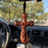 Bgcopper Rosewood Crucifix of Jesus' Passion (Necklace & Car Charm Options)