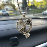 Athena Greek Goddess Pendant Necklace, Vintage Pure Tin Men’s Necklace