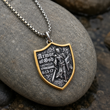 Two-Tone Armor of God Knight Shield Stainless Steel Necklace