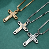 Layered Rotatable Double Cross Pendant Necklace