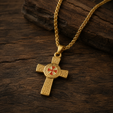 Knights Templar Celtic Knot Cross Necklace for Men, Red Enamel Templar Symbol Stainless Steel Pendant Product Parameters
