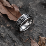 Glow In The Dark Viking Elder Futhark Rune Rotatable Spinner Stainless Steel Anxiety Relief Ring