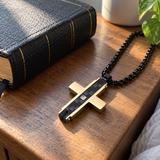 Modern Carbon Fiber Cross Necklace – A Bold Symbol of Faith & Strength