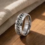 Men’s Faith Spinner Chain Ring – 8mm Titanium Steel Rotating Christian Band