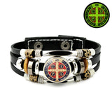 St. Benedict's Exorcism Medal Luminous Braided Adjustable Snap Clasp Multi-Layer Bracelet - BGCOPPER