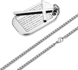 Stainless Steel Dog Tags Cross Necklaces for Men Prayer Cross Necklace Military Rolo Chain 3mm 24 Inch - BGCOPPER