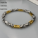 Men's Cross Byzantine Chain Titanium Steel Set, Christian Faith Bracelet & Necklace, Vintage Hollow Cross Religious Jewelry