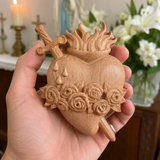 Holy Family Three Sacred Hearts Wooden Wall Decoration - Christian gift presentation