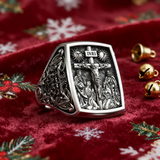 S925K Silver Handcrafted Jesus Crucifixion Scene Ring