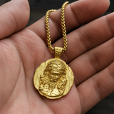 Crown of Thorns Jesus Double‑Sided Medallion Necklace, Stainless Steel Sacred Heart Pendant for Men Product Parameters