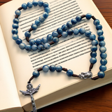 Hand Woven Holy Trinity Crucifix Mary Holy Medal Blue Rosary