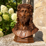Boxwood Jesus Crown with Thorns Half-Length Desktop Ornament - Christian gift presentation