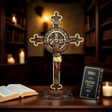 The Redemption of Christ and the Protective Oath of Saint Benedict Double-sided engraved cross - BGCOPPER