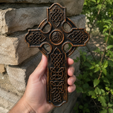 Solid Beechwood Celtic Cross - Hand-Carved Christian Wall Cross - Meaningful Religious Gift