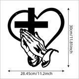Praying Hands, Heart & Cross Metal Wall Art: Faith, Love, and Devotion in One Design