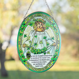 "Shamrock Angel" Stained Glass Suncatcher – A Blessing of Protection & Joy