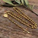 Gold Plated Stainless Steel Miraculous Medal Rosary Necklace