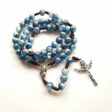 Hand Woven Holy Trinity Crucifix Mary Holy Medal Blue Rosary - BGCOPPER