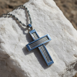Braided Steel‑Wire Textured Cross Pendant Necklace
