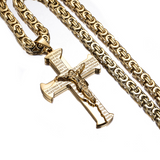 Titanium Steel Lord’s Prayer Crucifix Necklace