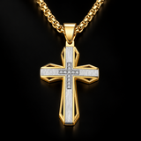 Brushed & Faceted Titanium Steel Cross Necklace – Modern Faith, Bold Devotion