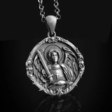 S925k Silver St. Michael Shield Angel Amulet Badge Necklace - BGCOPPER