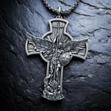 Titanium Steel and S925K Archangel St. Michael Necklace - product view