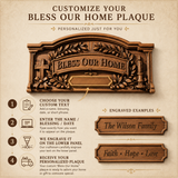 Personalized “Bless Our Home” Hand-Carved Beechwood Wall Plaque - side view