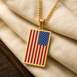 🇺🇸 American Flag Dog Tag Pendant Necklace