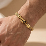 Nails‑Shaped Cross Mesh Chain Stainless Steel Bracelet - side view