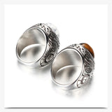 Stainless Steel Personalized Vintage Court Turquoise Titanium Ring - BGCOPPER