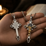 St. Benedikt Exorzismus Kreuz Halskette - Segne dich und deine Familie