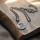 Jesus Thorn Crown Coin Necklace, 316L Titanium Steel Men Pendant
