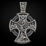 Double-sided sterling silver pendant with Crucifixion of Christ and St. Michael