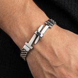 Nails‑Shaped Cross Mesh Chain Stainless Steel Bracelet - design detail