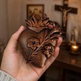 Holy Family Three Sacred Hearts Wooden Wall Decoration - side view