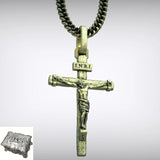 Jesus Crucifixion S925K Silver Crucifix Pendant- with 5mm Titanium Cuban Chain - BGCOPPER