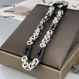 Men's Cross Byzantine Chain Titanium Steel Set, Christian Faith Bracelet & Necklace, Vintage Hollow Cross Religious Jewelry