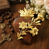 Holy Family Three Sacred Hearts Wooden Wall Decoration - faith-inspired design detail