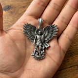S925K Silver Saint Michael Pendant: Courage in the Heart