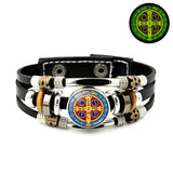 St. Benedict's Exorcism Medal Luminous Braided Adjustable Snap Clasp Multi-Layer Bracelet - BGCOPPER
