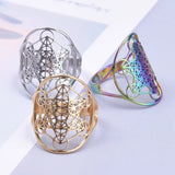 Metatron's Cube Ring Archangel Protection Women Ring Stainless Steel Jewelry - BGCOPPER