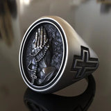 925K Sterling Silver Praying Hands Ring - Christian Symbol of Faith and Devotion - BGCOPPER