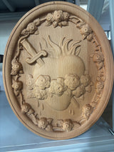 Sacred Family Three Sacred Hearts Wall Decoration Wood Sculpture