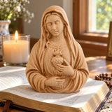 Hand-Carved Immaculate Heart of Mary Wooden Statue – Blessed Virgin Mary Religious Decor, Symbol of Love, Faith & Divine Protection | Christian Prayer Gift