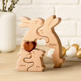 Personalized Wooden Bunny Family Puzzle | Family Keepsake